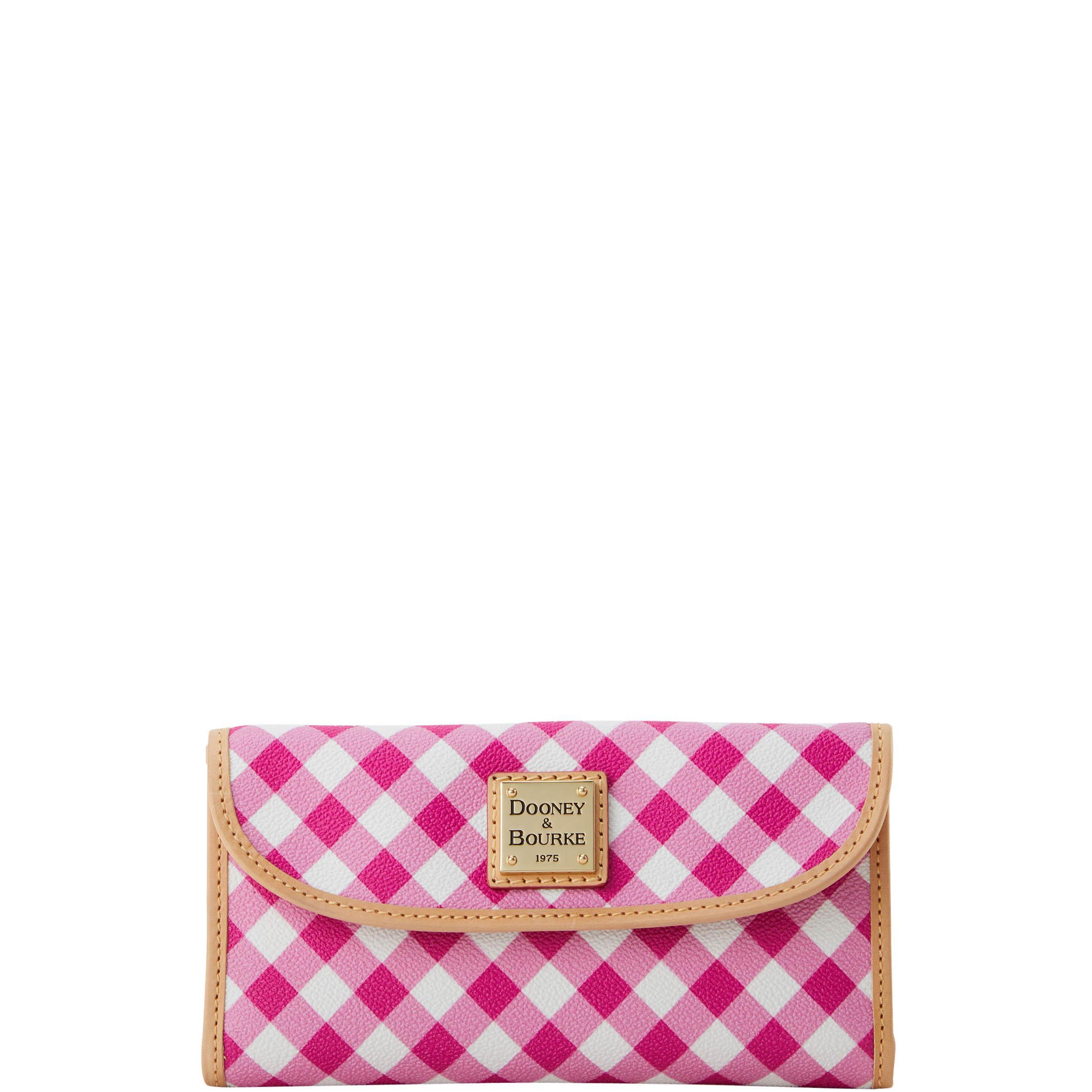 Dooney & Bourke Womens Gingham II Continental Coated Cotton Clutch in Hot Pink Product Image