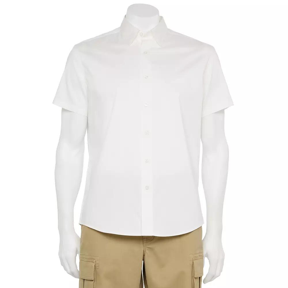 Men's Adaptive Sonoma Goods For Life® Easy Dressing Short Sleeve Performance Shirt, Size: XL, Modern White Product Image