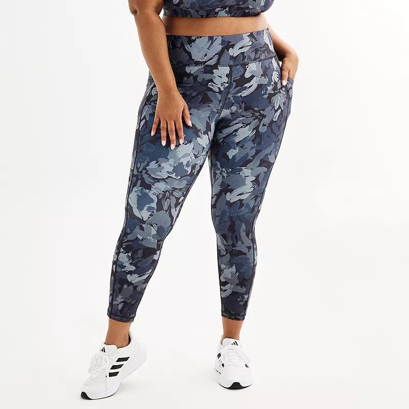 Plus Size Tek Gear® Ultrastretch High-Waisted Side Pocket 7/8 Leggings, Women's, Size: 3XL, Medium Blue Paint Product Image