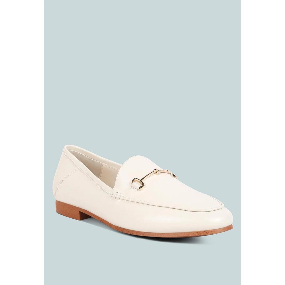 Rag & Co Womens DARETH Horsebit Flat Heel Loafers in Off White 10 Product Image