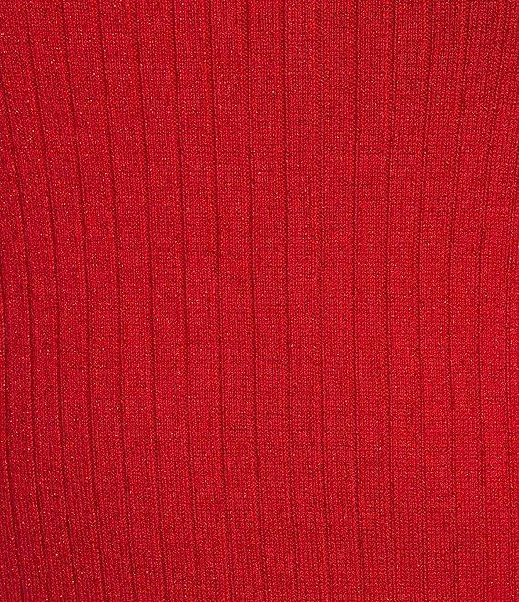J.McLaughlin Arlette Cotton Blend Metallic Ribbed Knit Long Sleeve Turtleneck Sweater Product Image