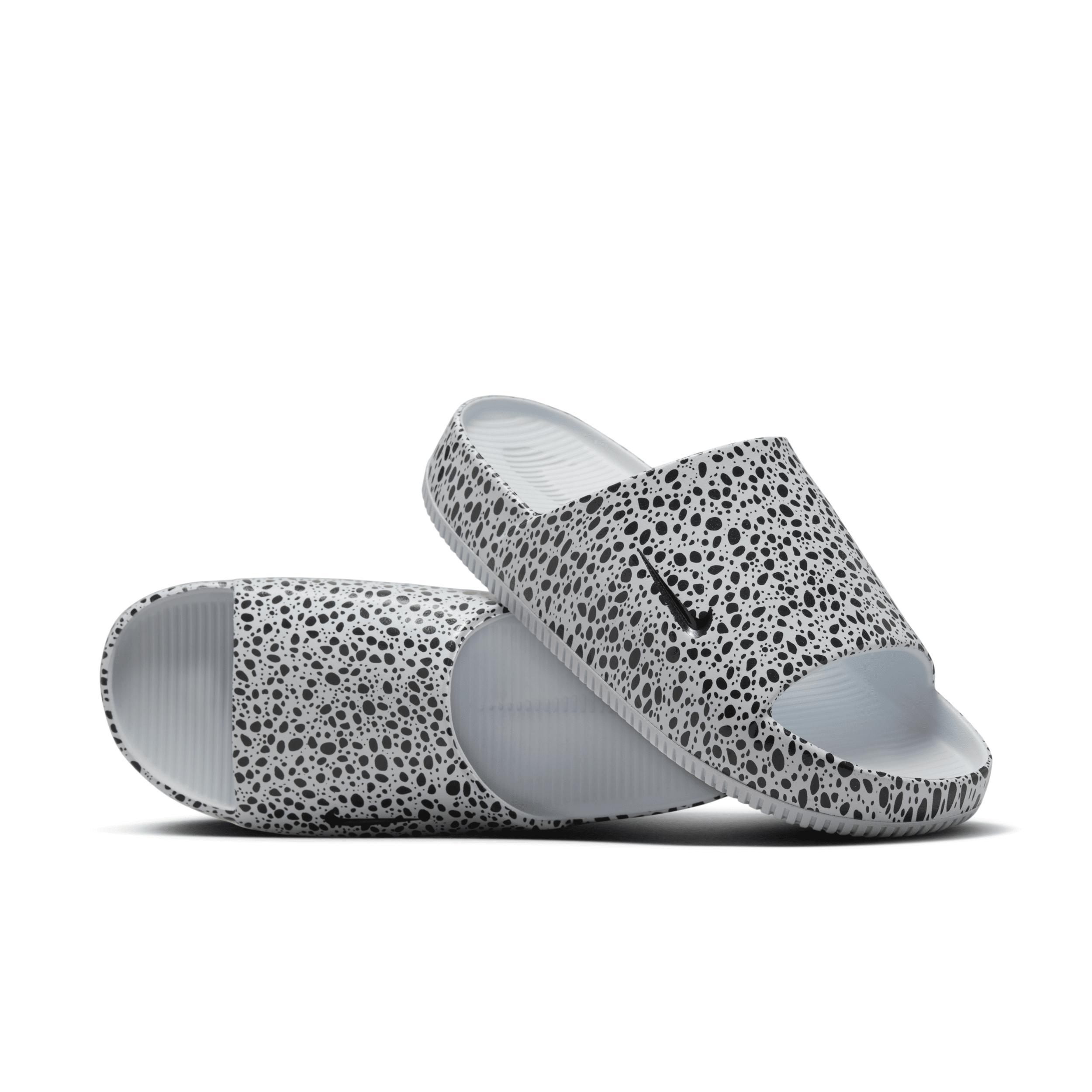 Nike Mens Calm Slides Print NS - Shoes Football Grey/Dk Obsidian/Football Grey Product Image