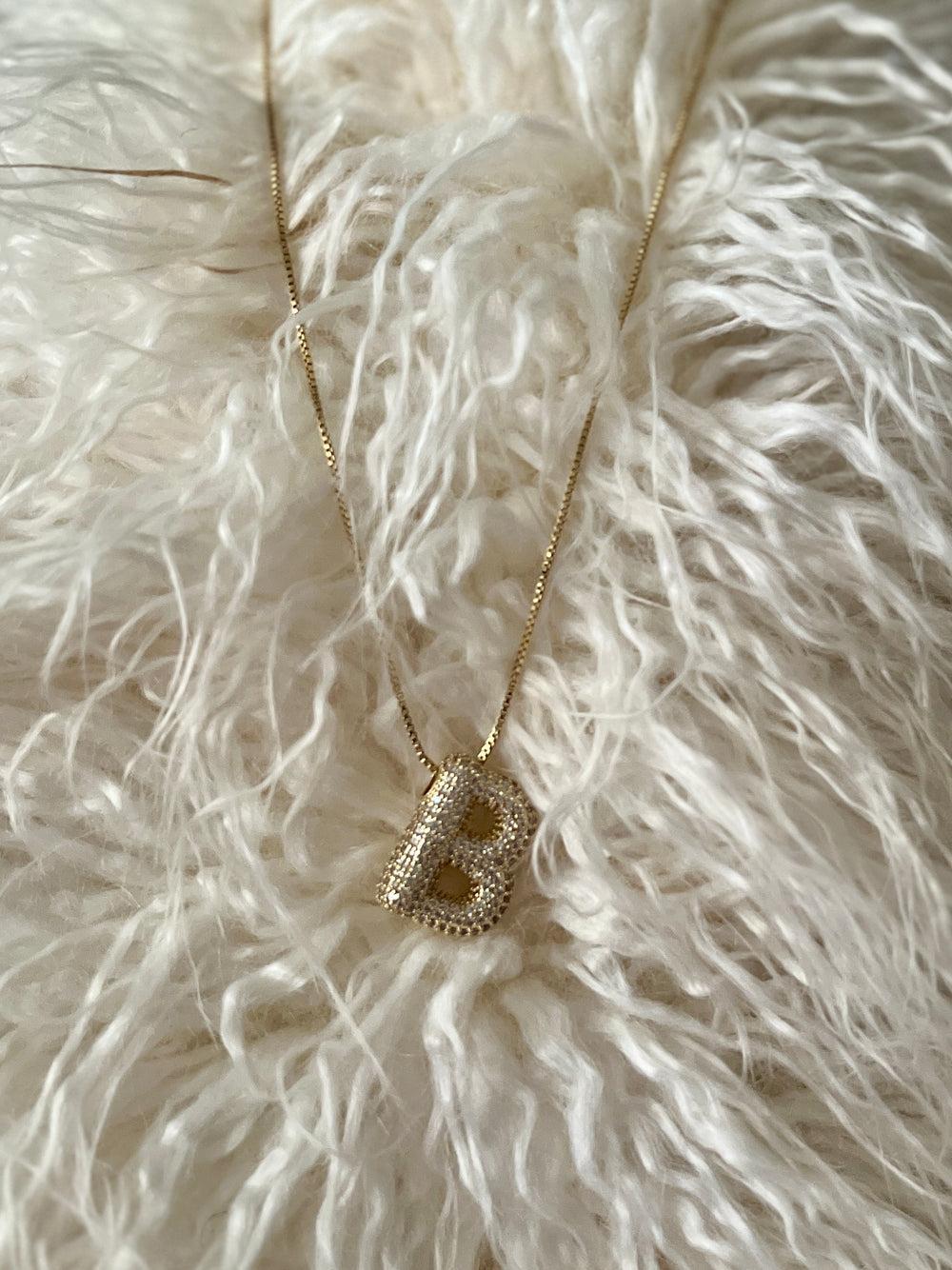 Rhinestone Bubble Letter Necklace Product Image