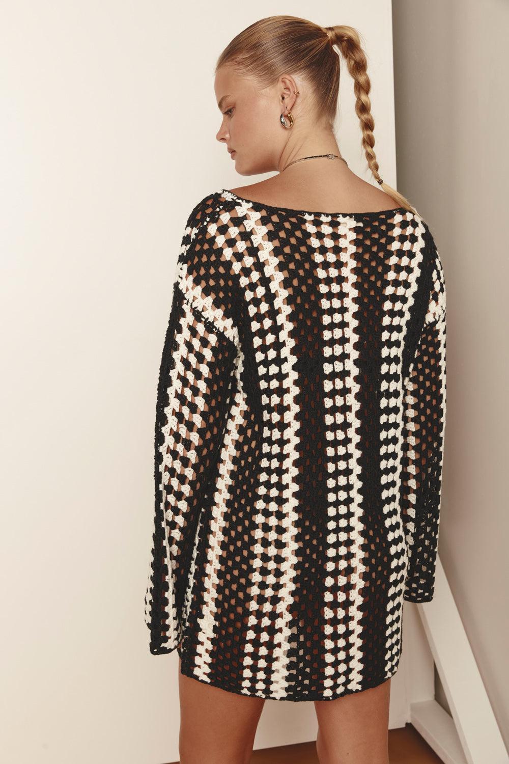 Myra Crochet Mini Dress Black Product Image