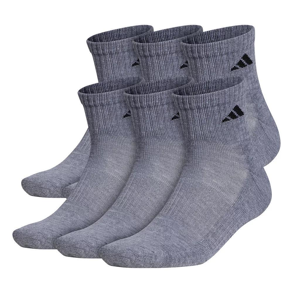 Men's adidas 6-pack Athletic Cushioned Quarter Socks, Size: 8-12, Medium Gray Product Image