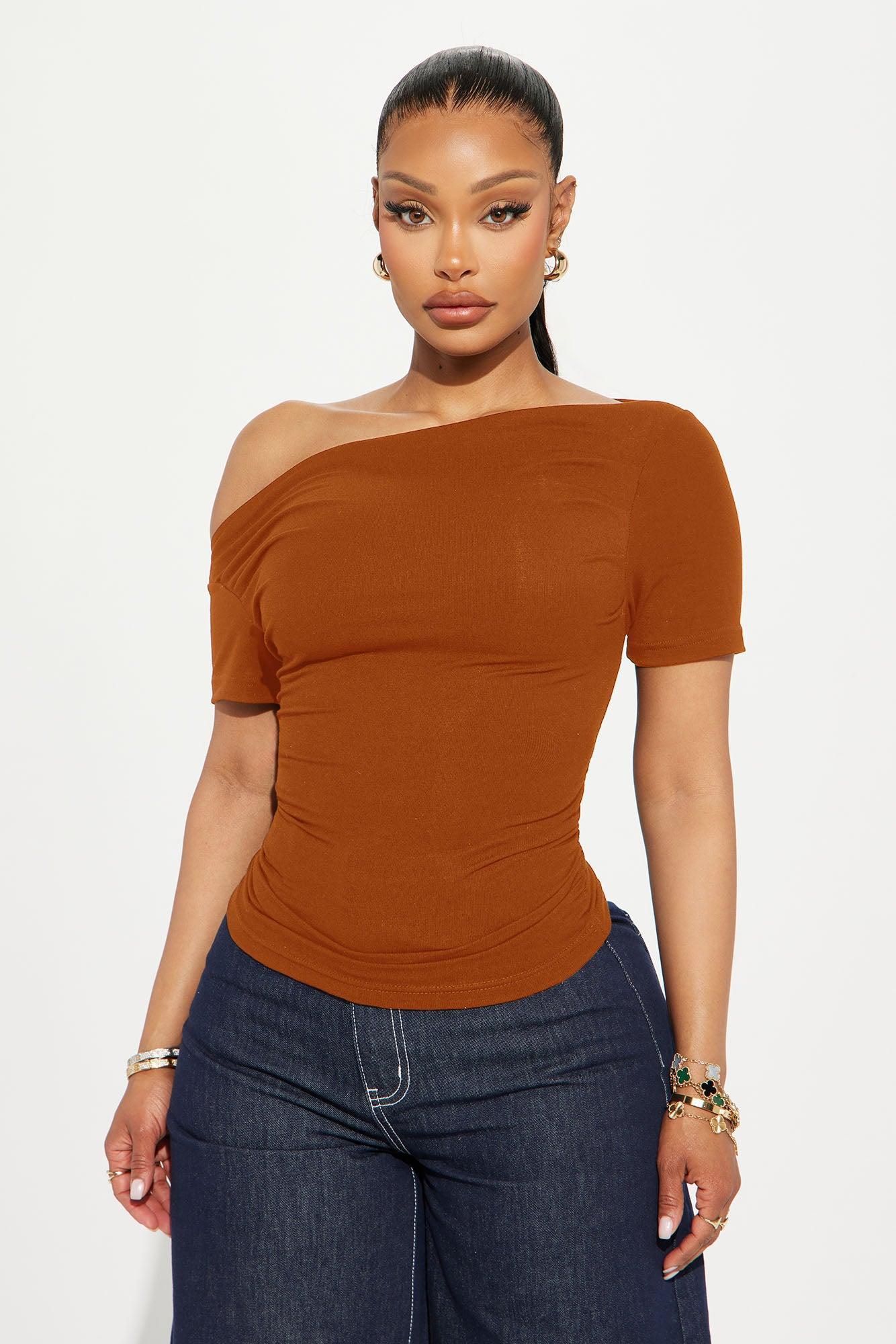 Eva Effortless One Shoulder Top - Orange Product Image