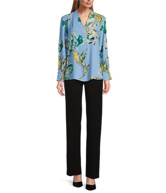 Investments Woven Divine Floral Long Sleeve V-Neck Top Product Image