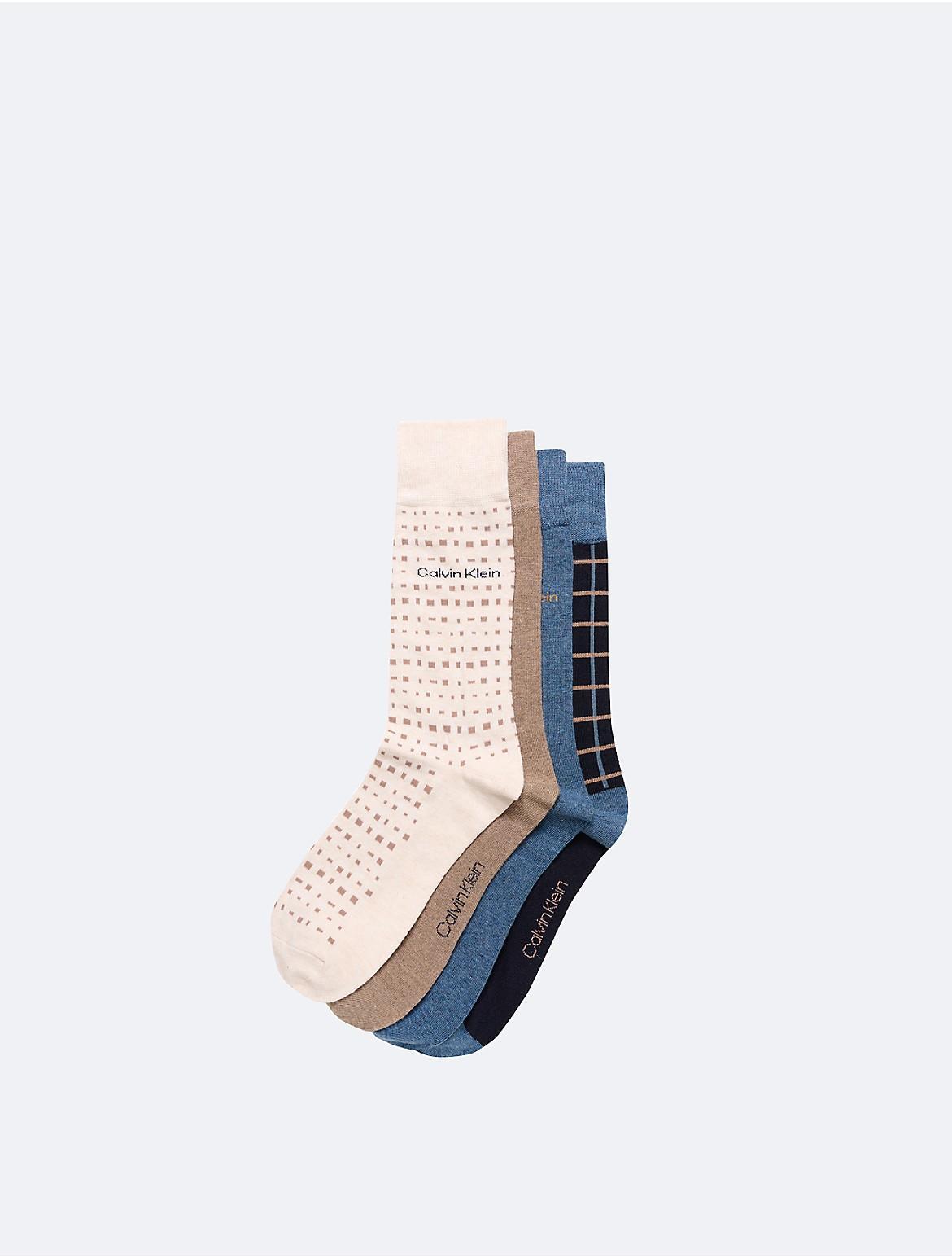 Calvin Klein Mens Crew Length Dress Socks, Assorted Patterns, Pack of 4 Product Image