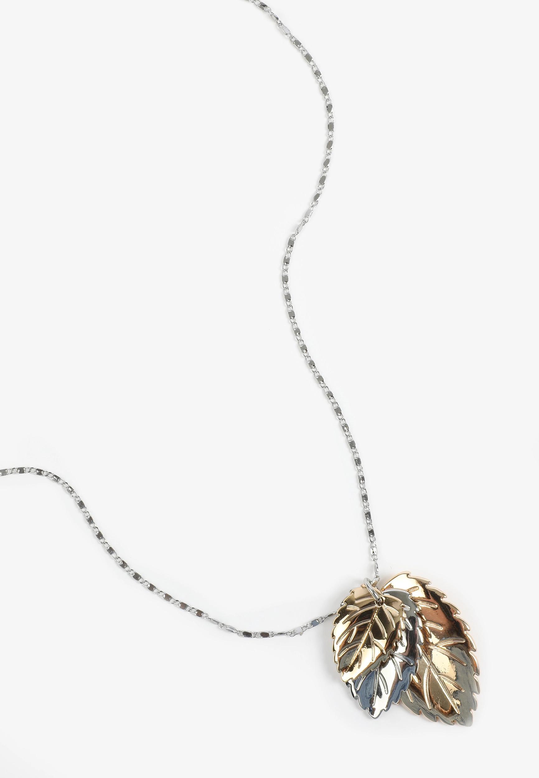 Mixed Metal Triple Leaf Pendant Necklace Product Image