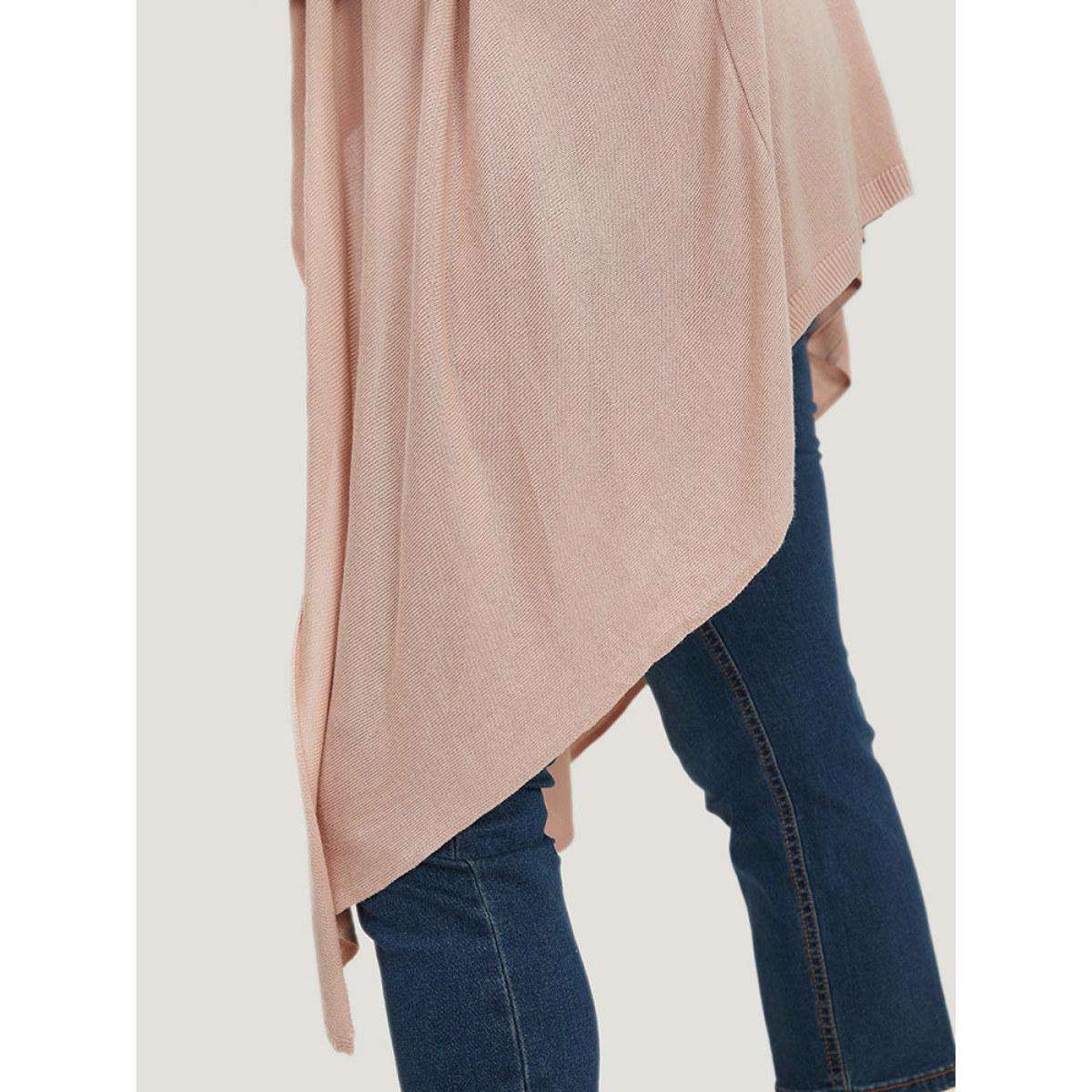Plus Size Supersoft Essentials Solid Asymmetrical Hem Lapel Collar Cardigan DustyPink Women Casual Loose Long Sleeve Dailywear Cardigans BloomChic 14-16/1X Product Image