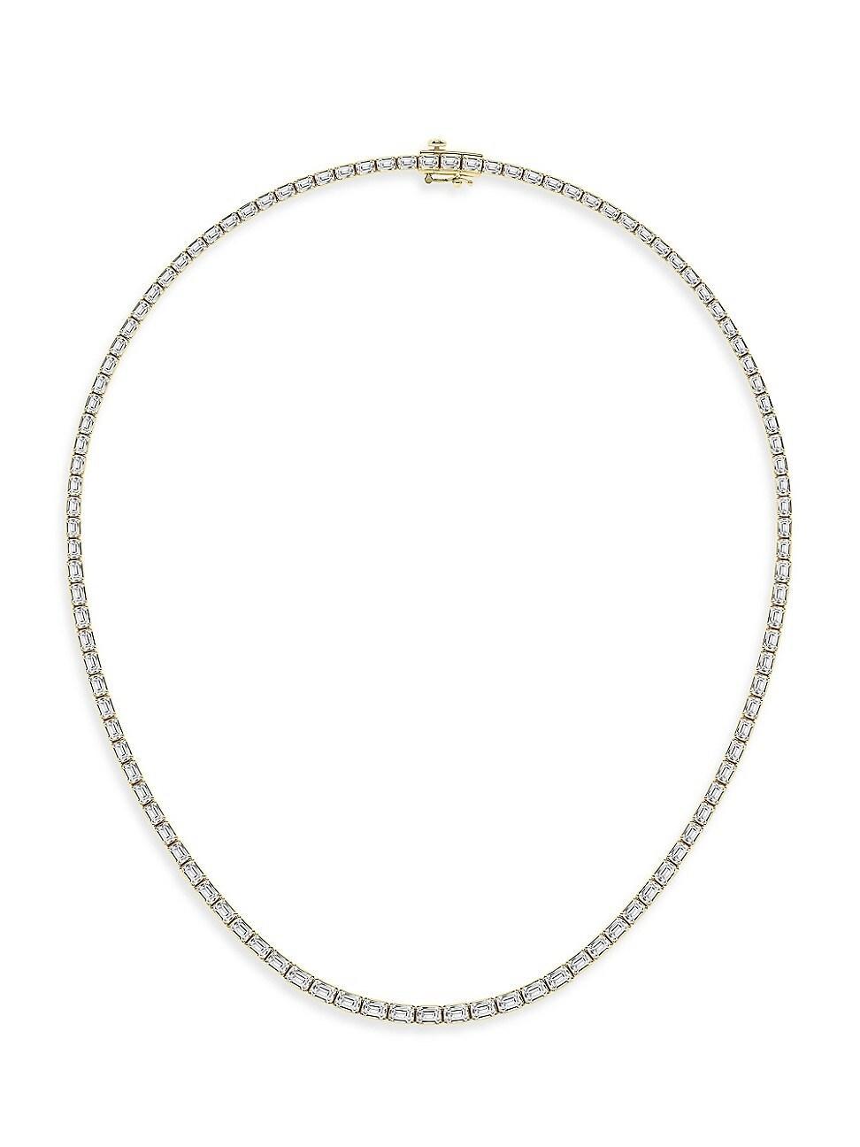 Womens 14K Yellow Gold & Emerald Cut Lab-Grown Diamond Tennis Necklace/10.00-22.00 TCW Product Image