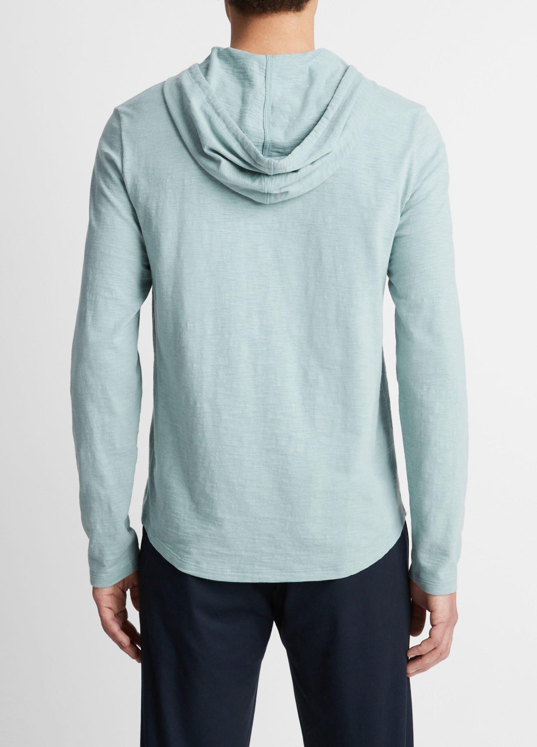 Mens Textured Cotton Hoodie, Coastal Blue, Size L Vince Product Image