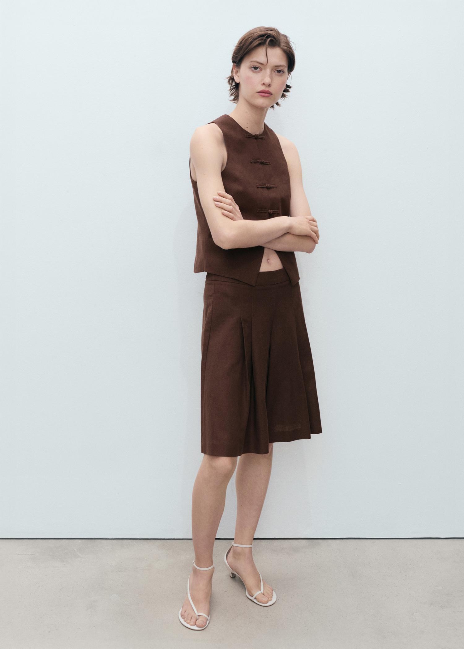 Linen-blend suit bermuda shorts - Women | MANGO USA Product Image