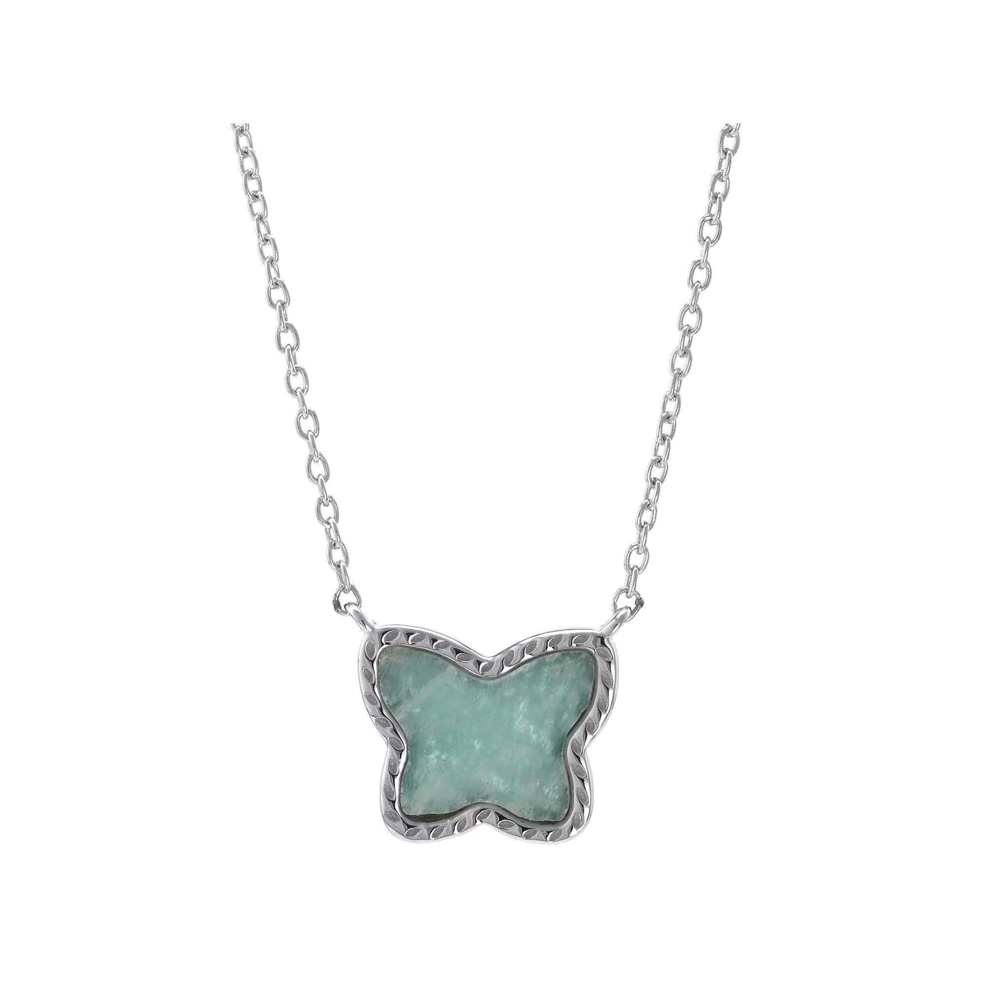 Gemistry Sterling Silver Amazonite Butterfly Pendant Necklace, Women's, Size: 18" Product Image