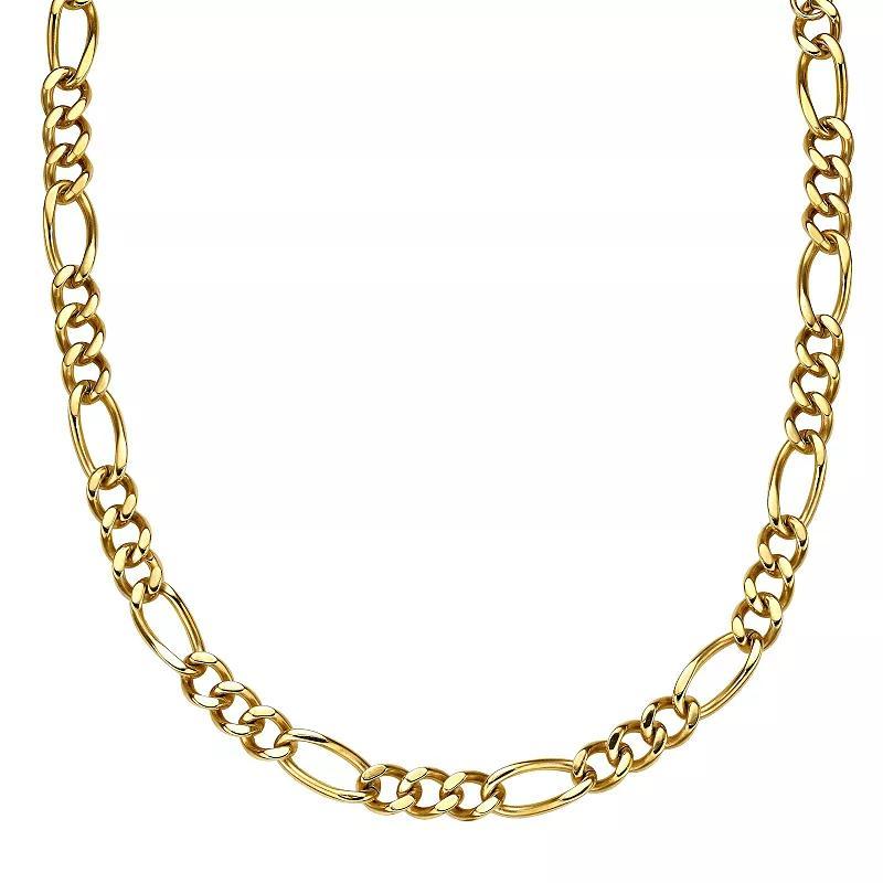 Men's LYNX Stainless Steel Figaro Chain Necklace, Size: 24", Gold Tone Product Image