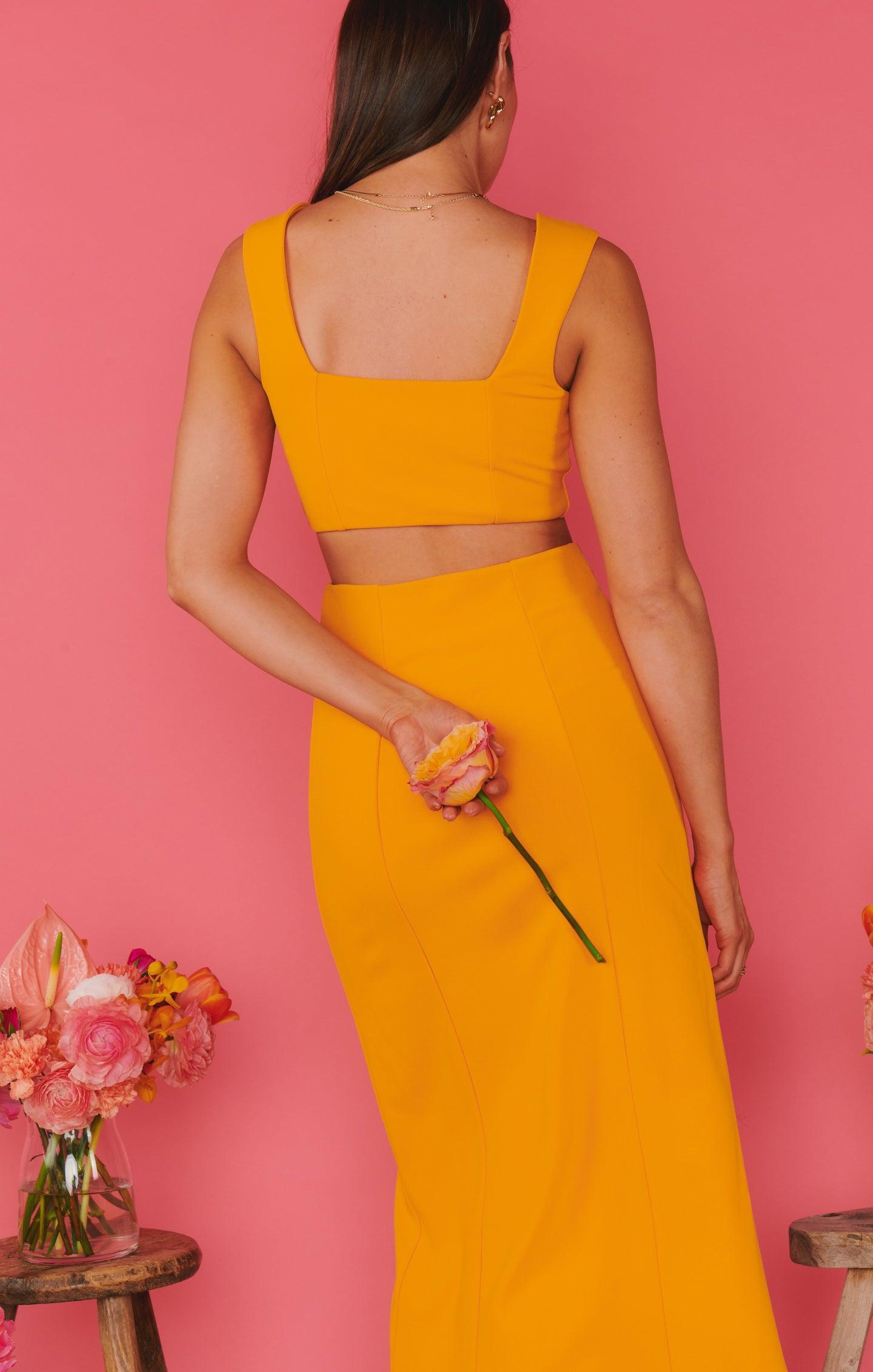 Ansley Crop Top ~ Tangerine Stretch Product Image