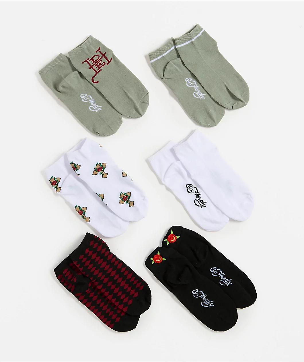 Ed Hardy Rose Cross 6 Pack Ankle Socks Product Image