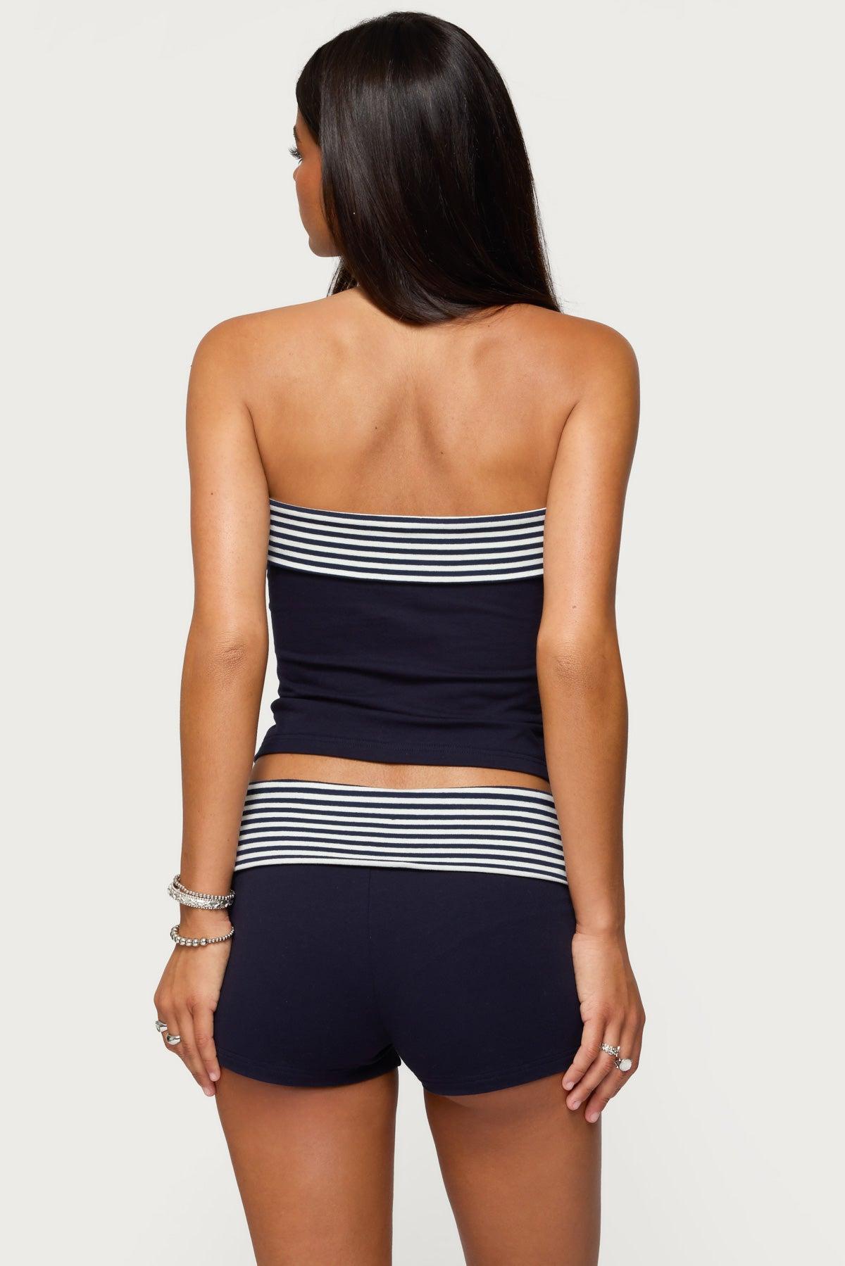 76 Stripey Fold Over Tube Top Product Image