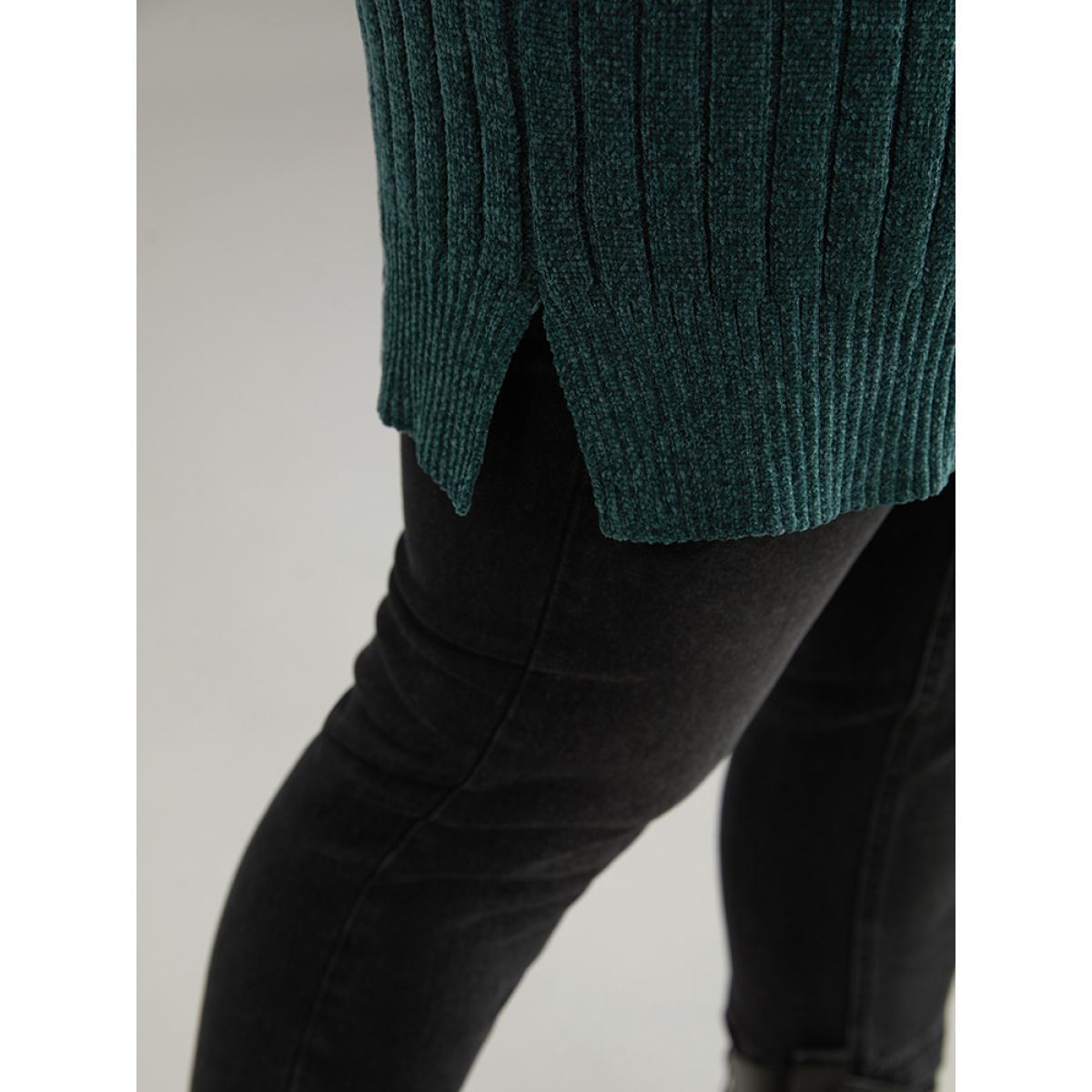 Plus Size Plisse Solid Patched Pocket Cardigan Cyan Women Casual Loose Long Sleeve Everyday Cardigans BloomChic 14-16/1X Product Image