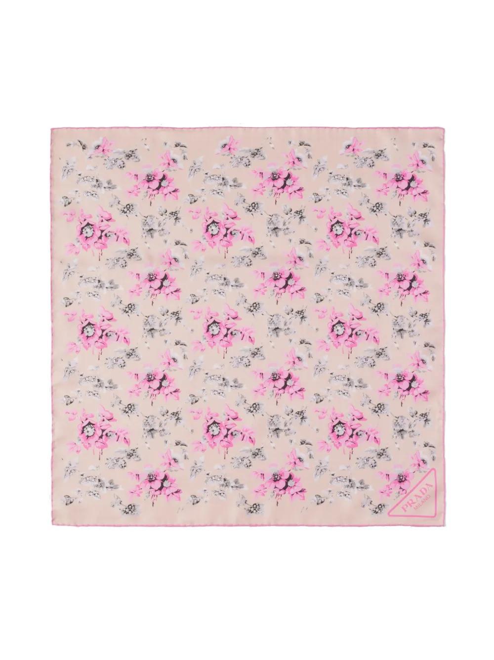 PRADA Floral-print Scarf In Pink Product Image