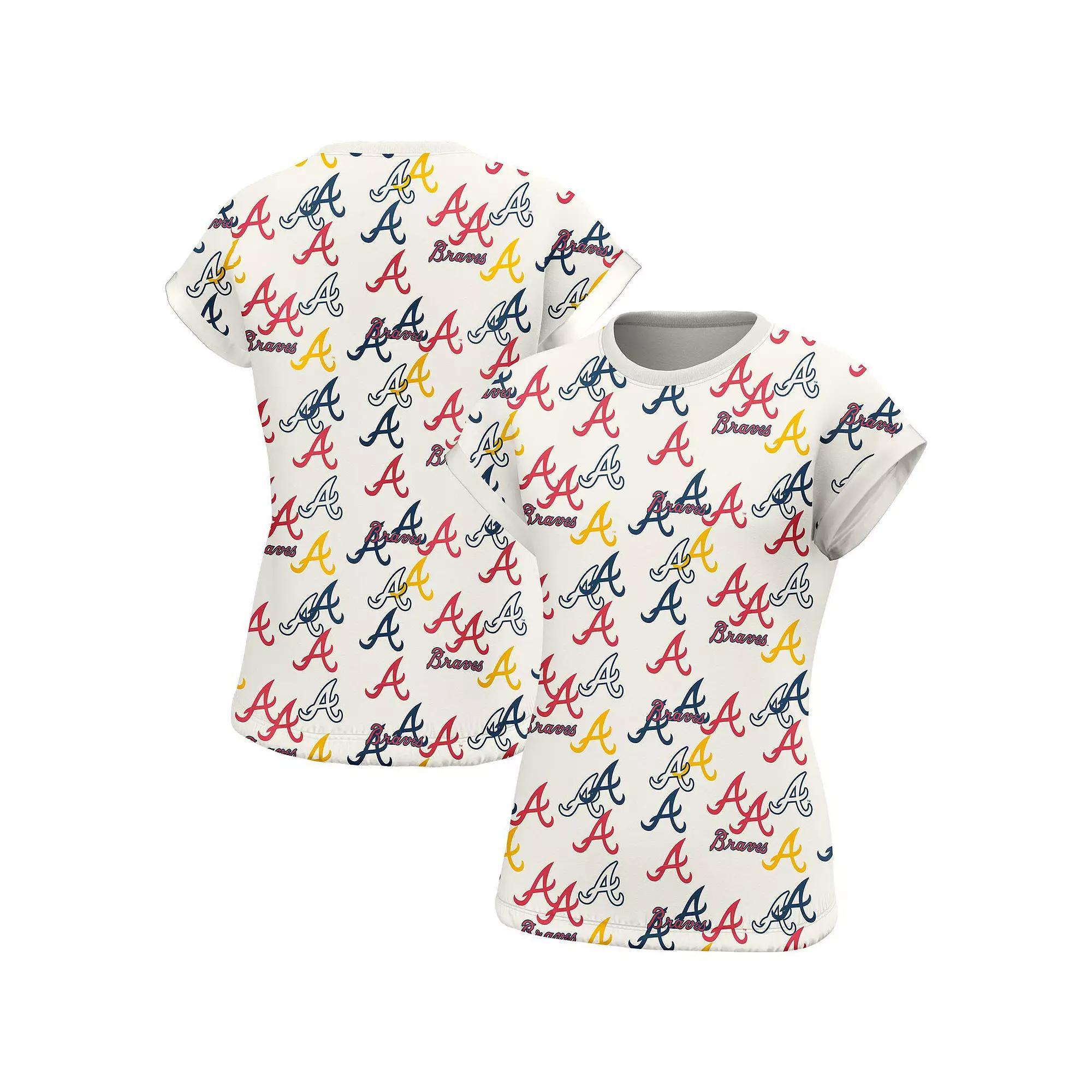 Women's Lusso  White Atlanta Braves Madge Dolman Tri-Blend T-Shirt, Size: Large Product Image