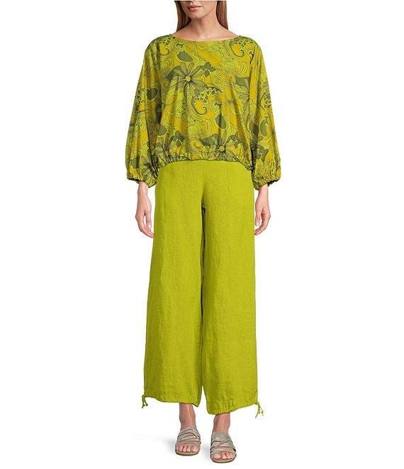 Bryn Walker Light Linen Wide-Leg Oversized Fit Pull-On Pants Product Image