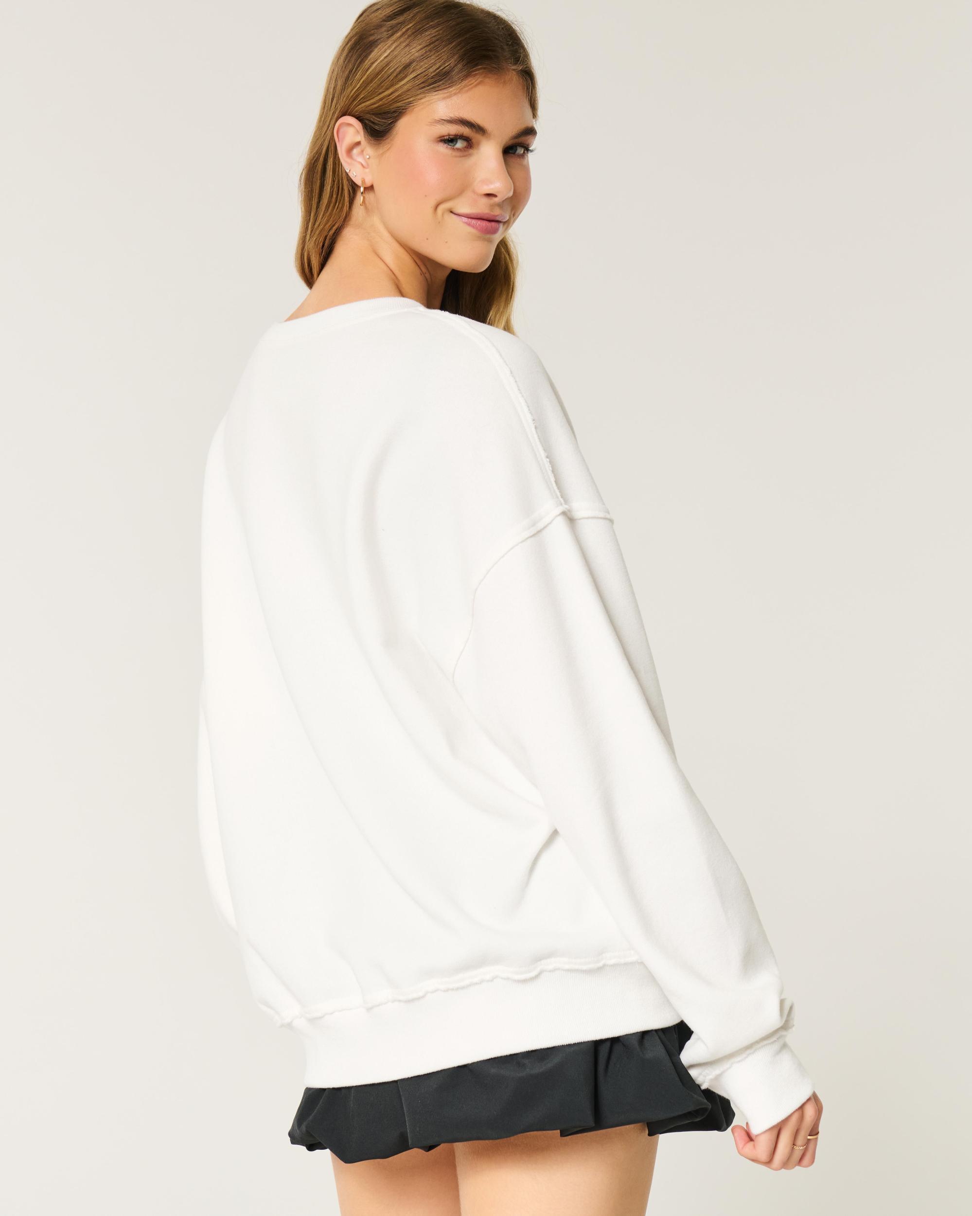 Oversized Camo Number Graphic Notch-Neck Sweatshirt Product Image