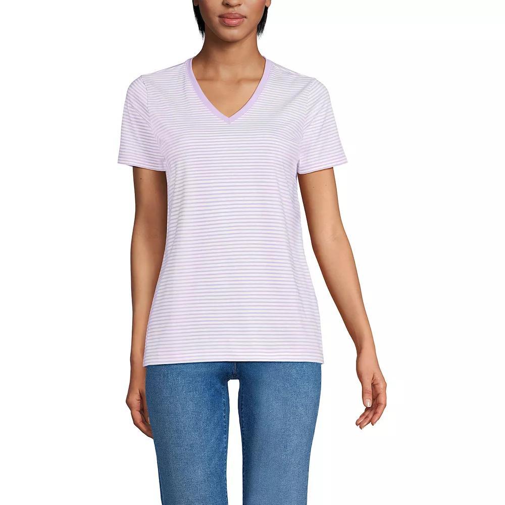 Women's Lands' End Relaxed-Fit Supima Cotton V-Neck Tee, Size: Small Tall, Blue Blossoms Product Image