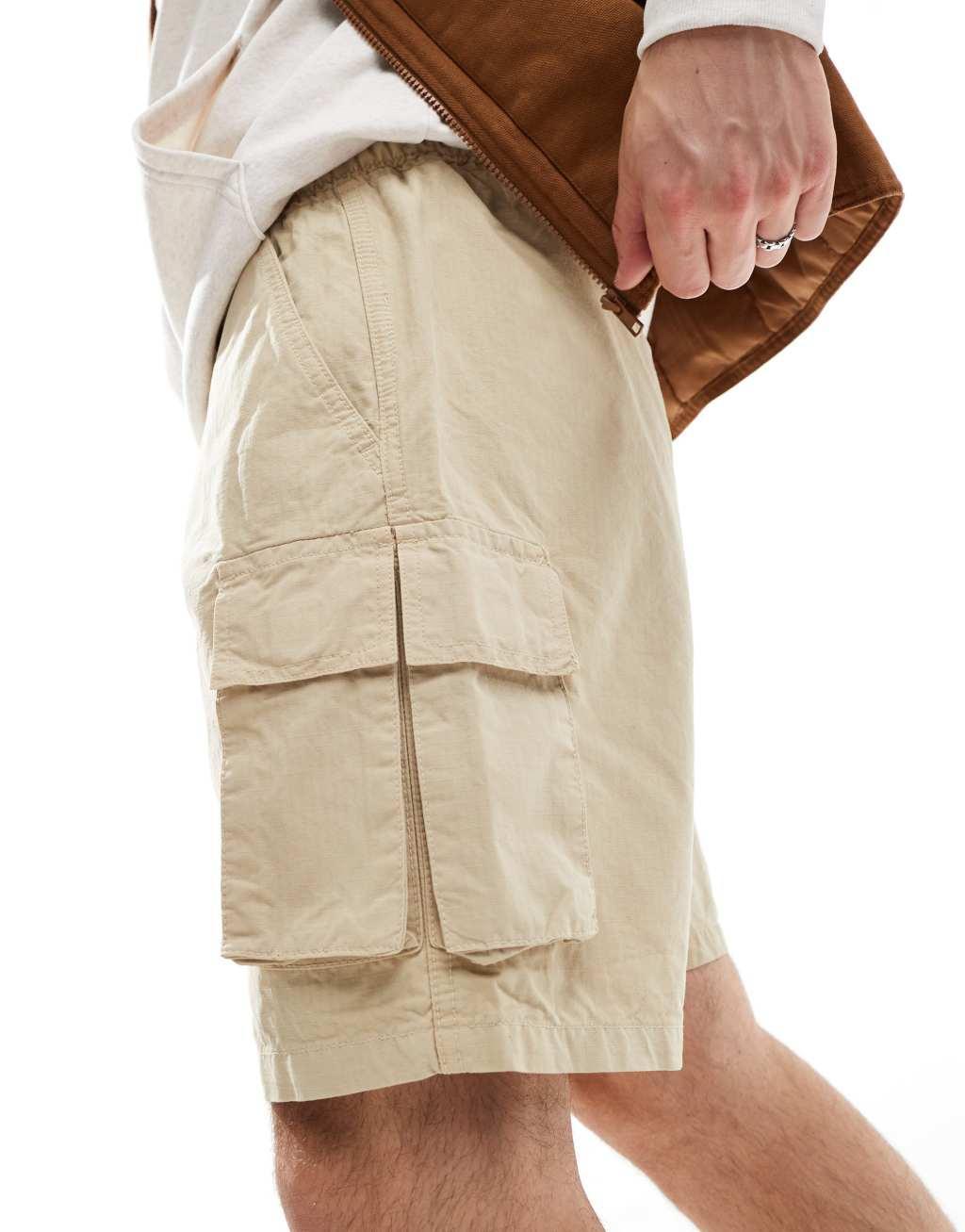 Brave Soul cotton ripstop cargo shorts in stone Product Image