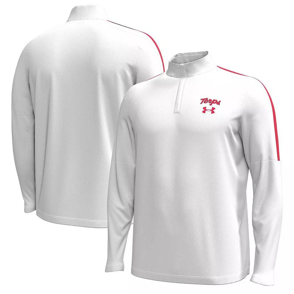 Men's Under Armour White Maryland Terrapins Playoff Performance Quarter-Zip Jacket, Size: Large Product Image