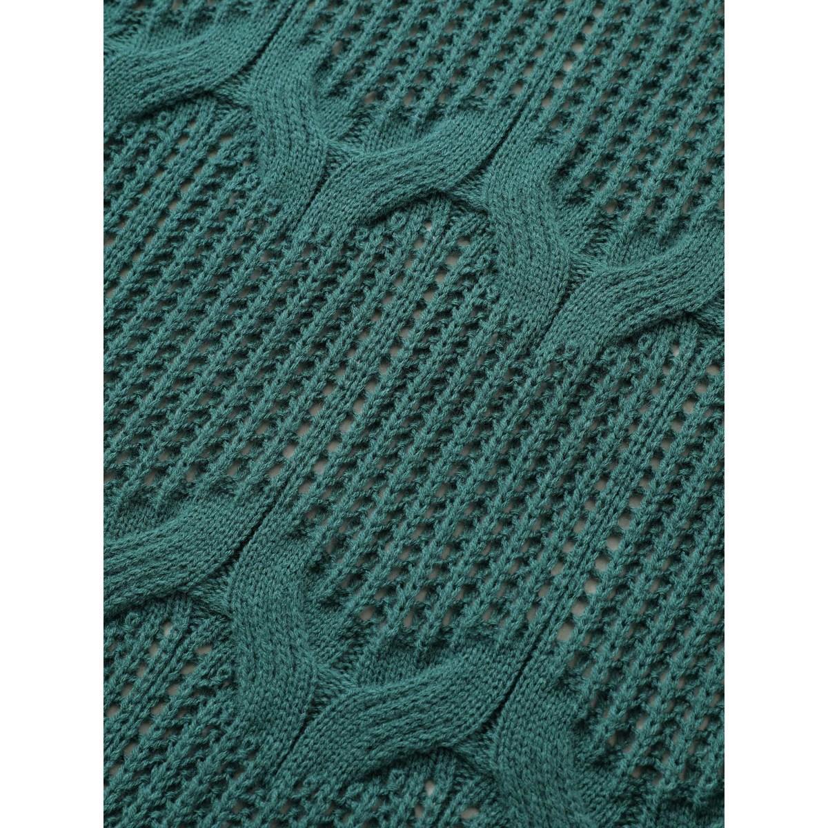 Plus Size Texture Cable Knit Open Front Pocket Cardigan Emerald Women Casual Long Sleeve Everyday Cardigans BloomChic 14-16/1X Product Image