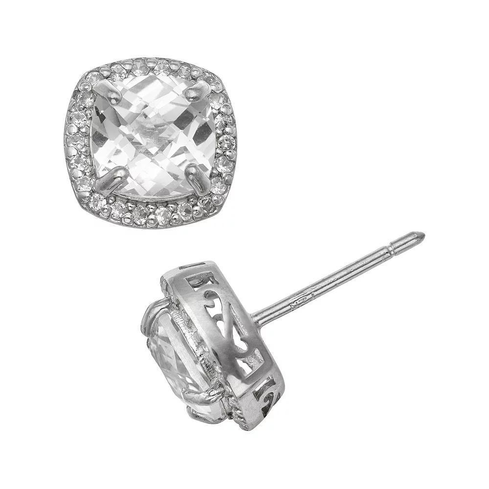 Designs by Gioelli Sterling Silver Lab-Created White Sapphire Halo Stud Earrings, Women's, Multi Product Image