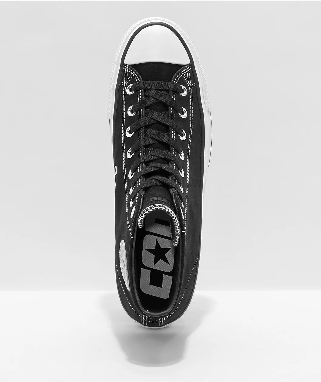 Converse Chuck Taylor All Star Pro Hi Black & White Suede Skate Shoes Product Image