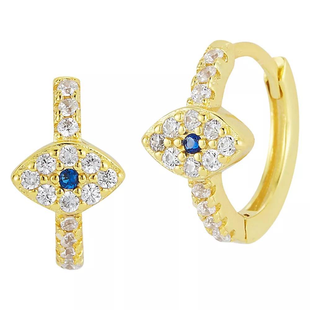 Sunkissed Sterling 14k Gold Over Silver Cubic Zirconia Eye Huggie Hoop Earrings, Women's, Gold Tone Product Image