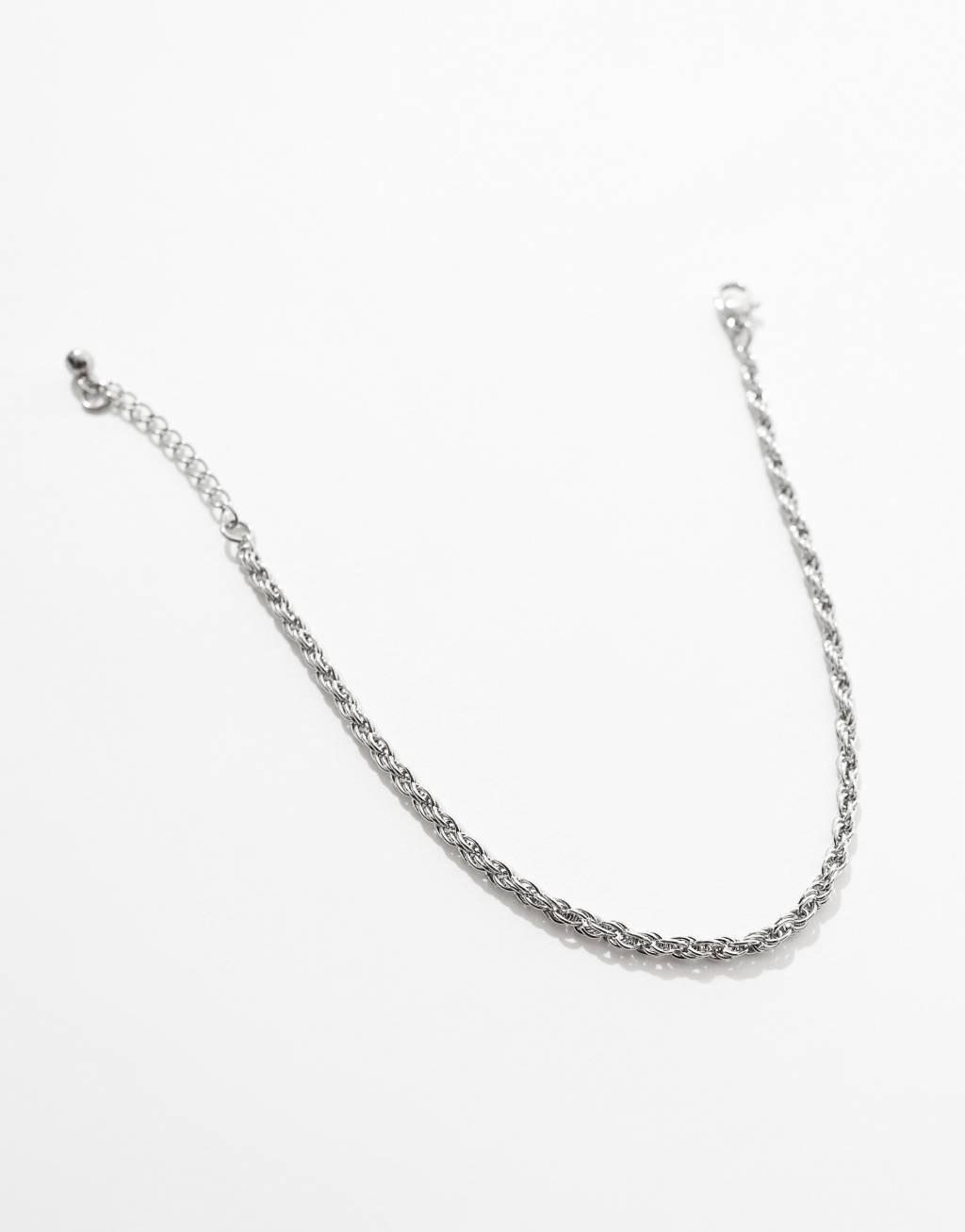ASOS DESIGN waterproof stainless steel rope chain bracelet in silver tone Product Image