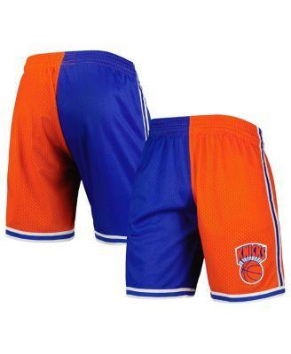 Men's Mitchell & Ness Blue/Orange New York Knicks Hardwood Classics 1991 Split Swingman Shorts, Size: 2XL Product Image