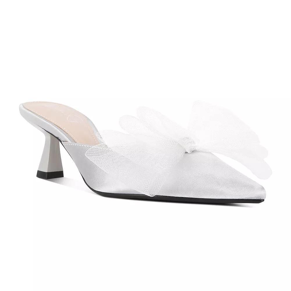 London Rag Asma Organza Women's Heeled Mules, Size: 8, Silver Product Image