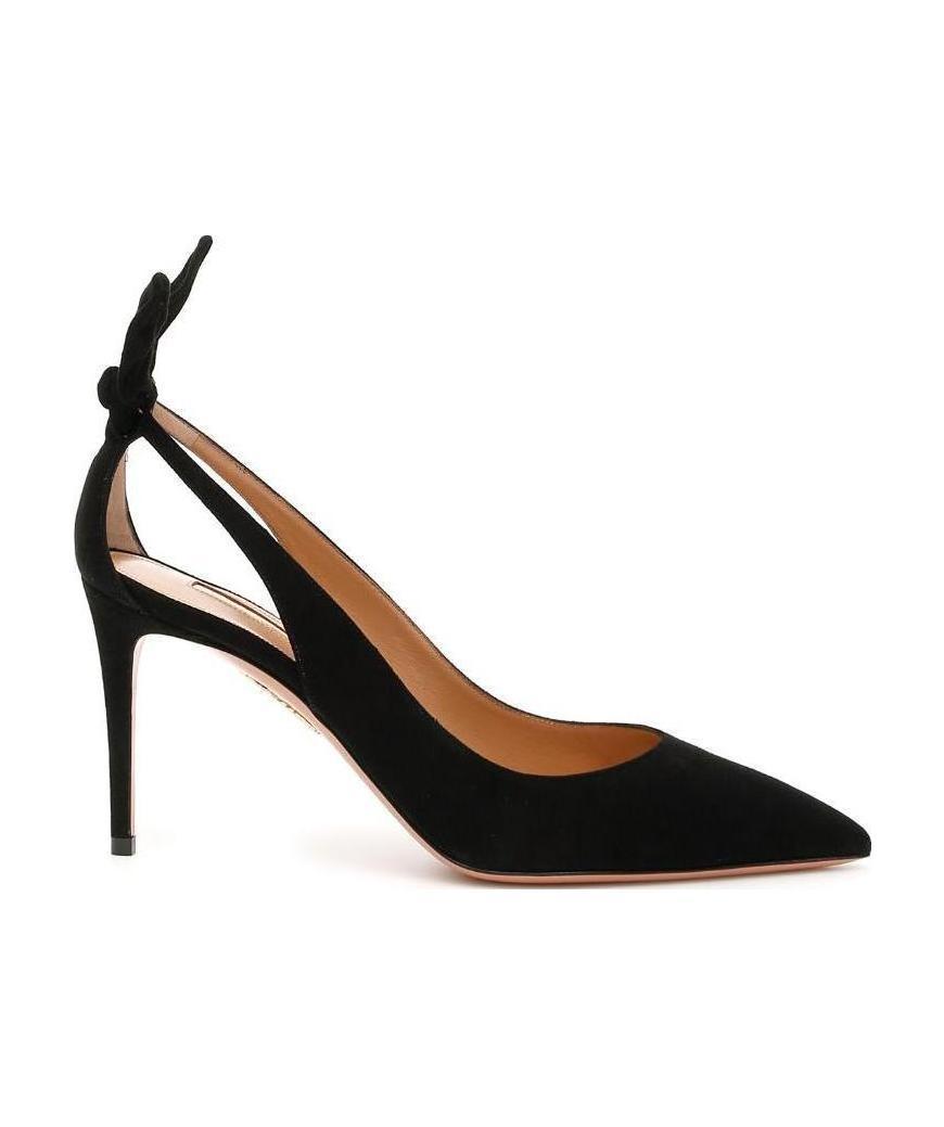 AQUAZZURA Bow Tie 85 Suede Pumps In Black Product Image