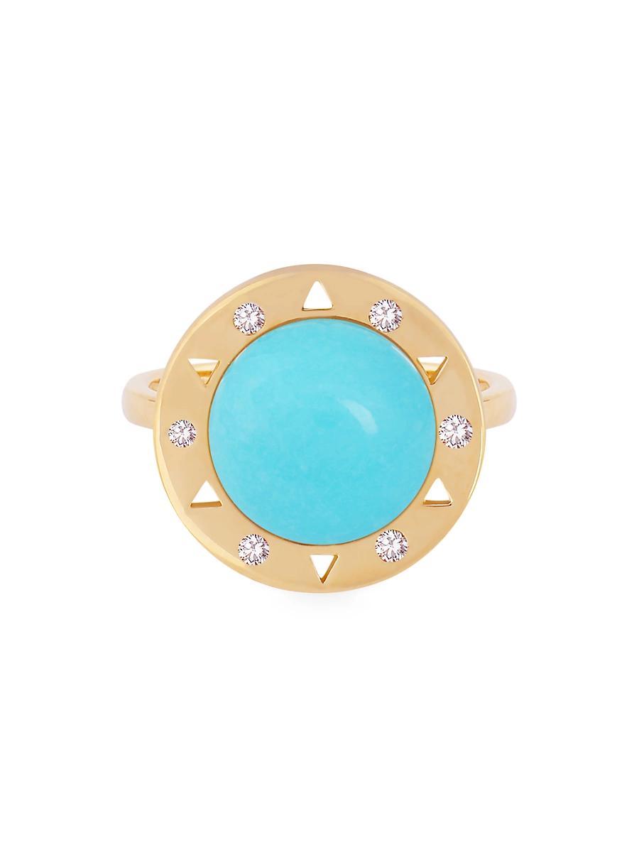 Womens Dolce Vita 18K Gold, Diamond & Turquoise Ring Product Image