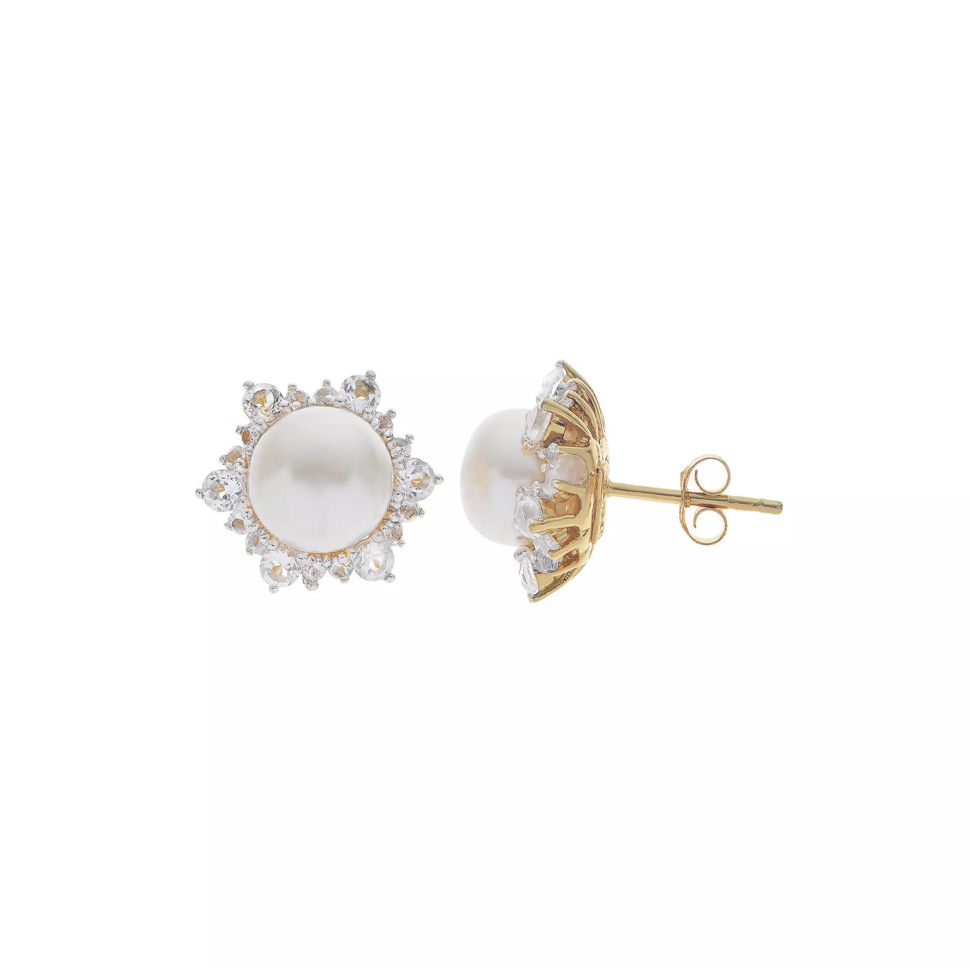 PearLustre by Imperial 14k Gold Over Silver Freshwater Cultured Pearl Stud Earrings, Womens, White Product Image