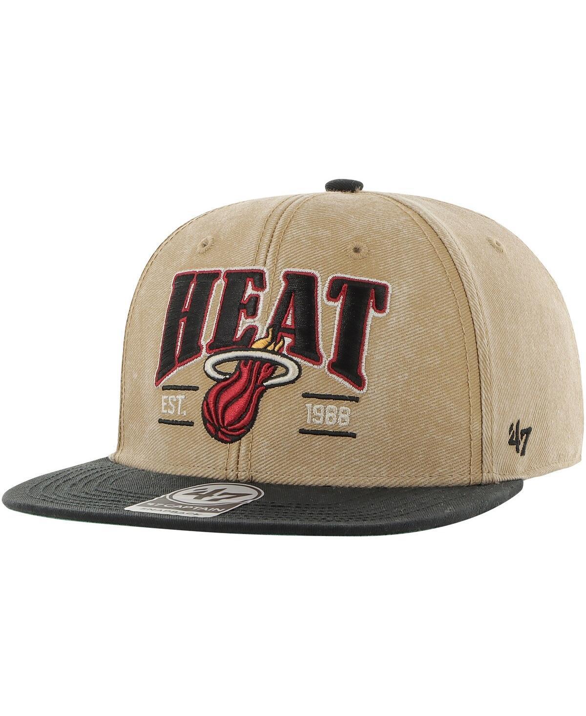 Mens 47 Khaki/Black Miami Heat Chilmark Captain Snapback Hat Product Image