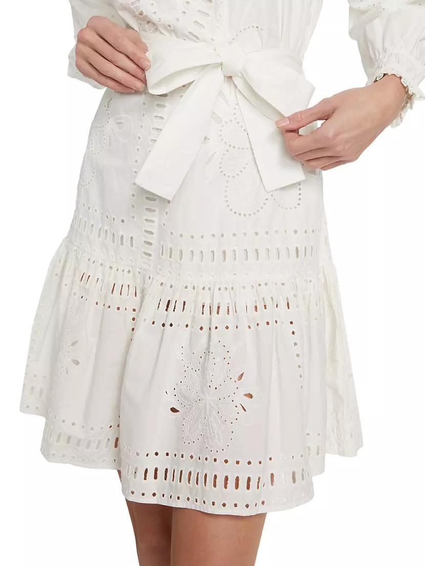 Saylor Cotton Eyelet Tie-Waist Minidress Product Image