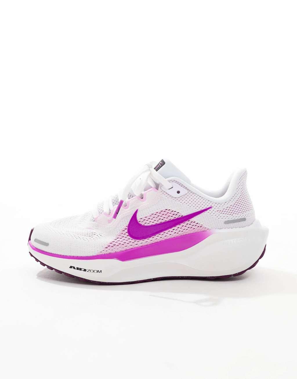 Nike Running Air Zoom Pegasus 41 sneakers in white and purple Product Image
