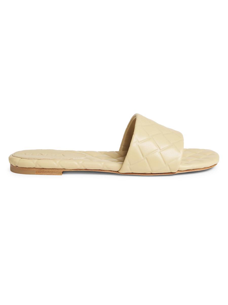 Quilted Leather Flat Slide Sandals Product Image