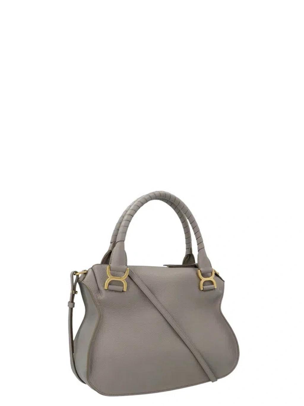 CHLOÉ Grey Marcie Small Satchel Bag In Gray Product Image