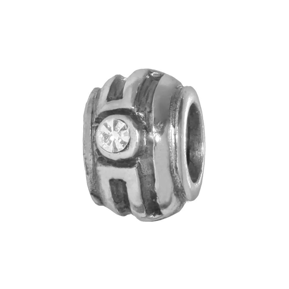 Individuality Beads Sterling Silver Crystal Striped Stopper Bead, Women's, White Product Image