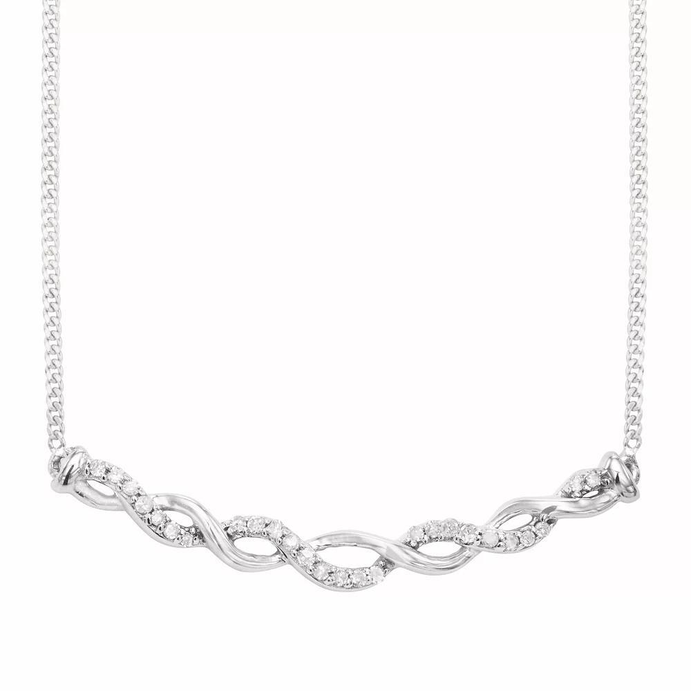 Two Tone Sterling Silver 1/8 Carat. T.W. Diamond Necklace, Women's, Size: 18", Yellow Rhodium Over Product Image