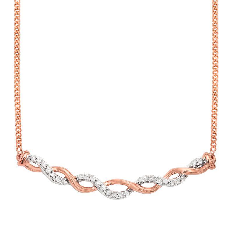 Two Tone Sterling Silver 1/8 Carat. T.W. Diamond Necklace, Women's, Size: 18", Yellow Rhodium Over Product Image
