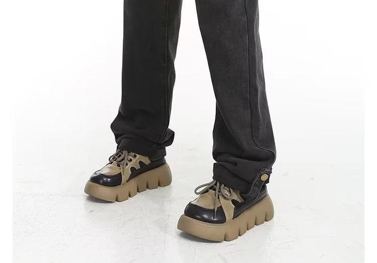 Mid Waist Pocket Detail Wide Leg Jeans Product Image