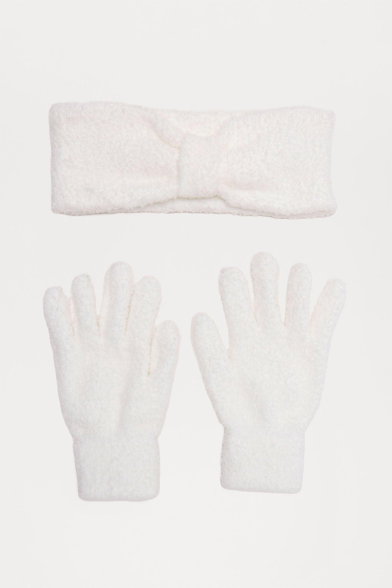 Ski Lodge Baddie Glove And Headband Set - White Product Image